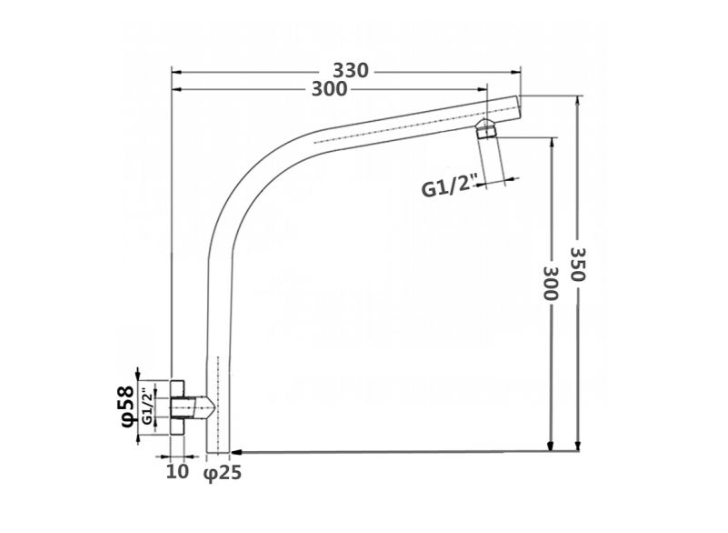 Round Gun Metal Grey Goose-neck Wall Mounted Shower Arm