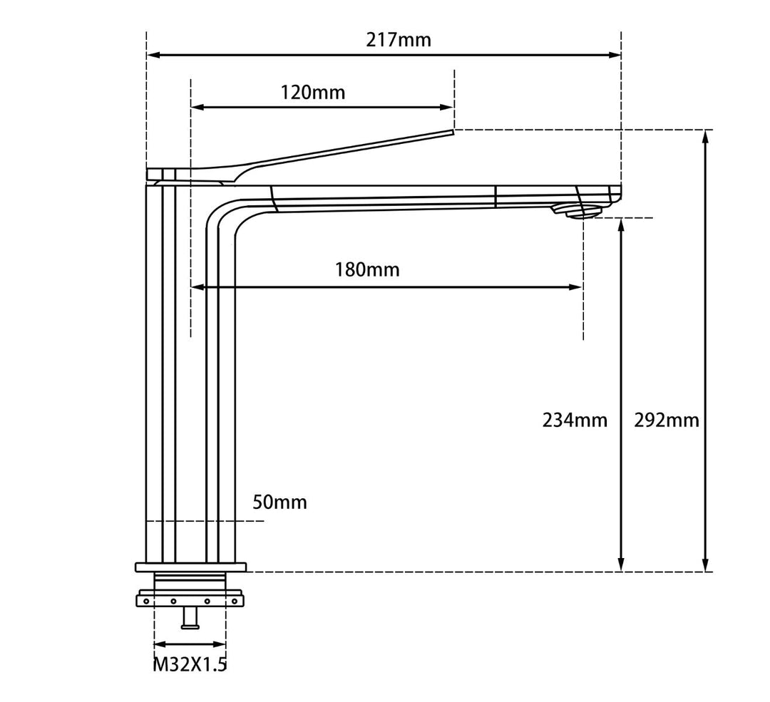 RUSHY Black Tall Basin Mixer