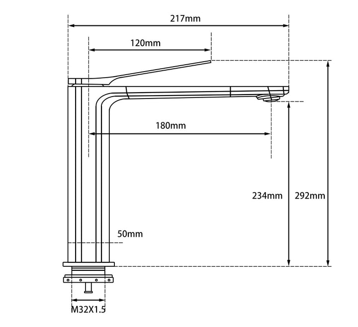 RUSHY Black Tall Basin Mixer