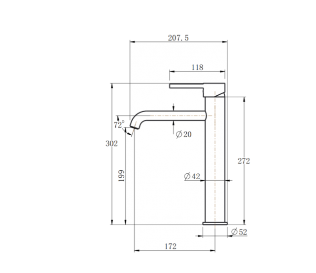 LUCID PIN Series Round Black Tall Basin Mixer