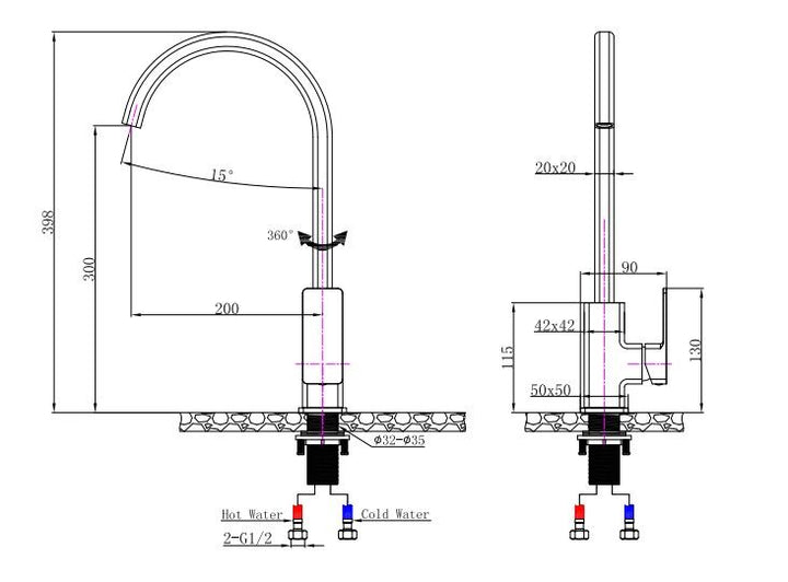 IVANO Series Black Kitchen Mixer