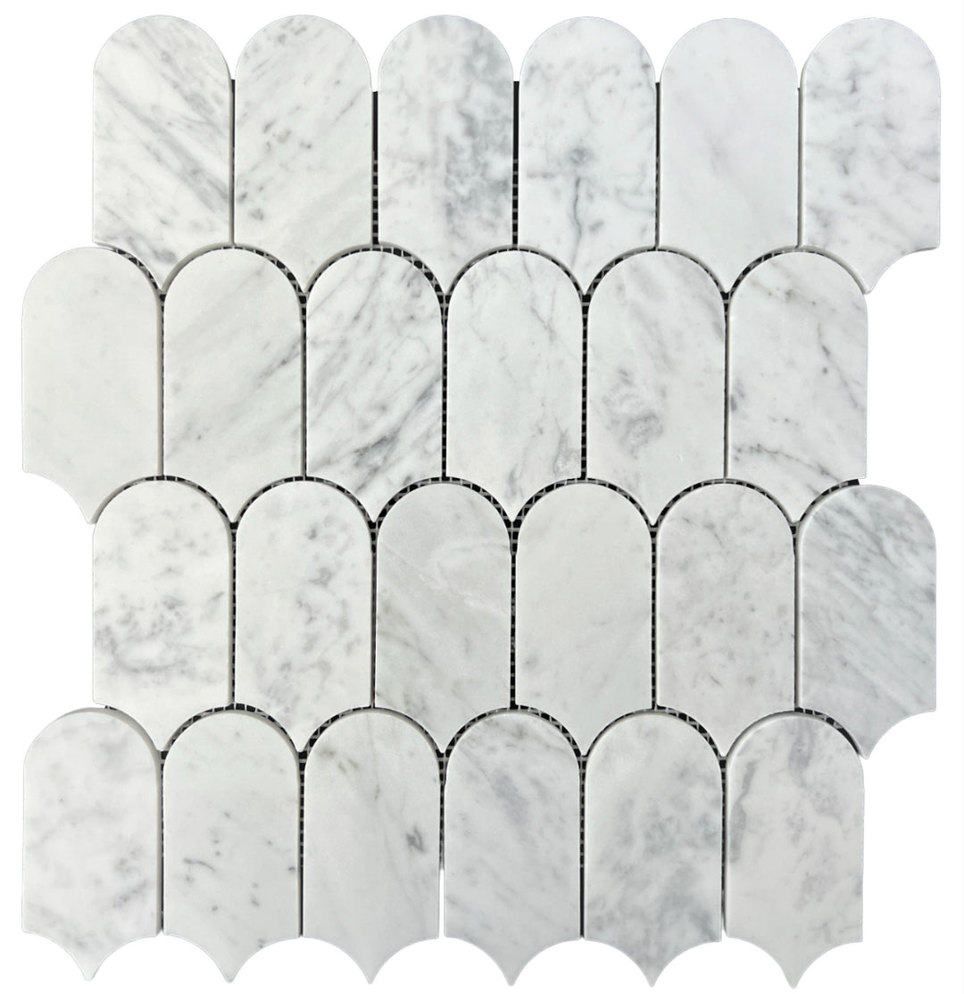 FEATHER CARRARA HONED CHIP SIZE 50.8X104.5X7MM SHEET SIZE 344X315X7 - FEATHER CARRARA HONED -02