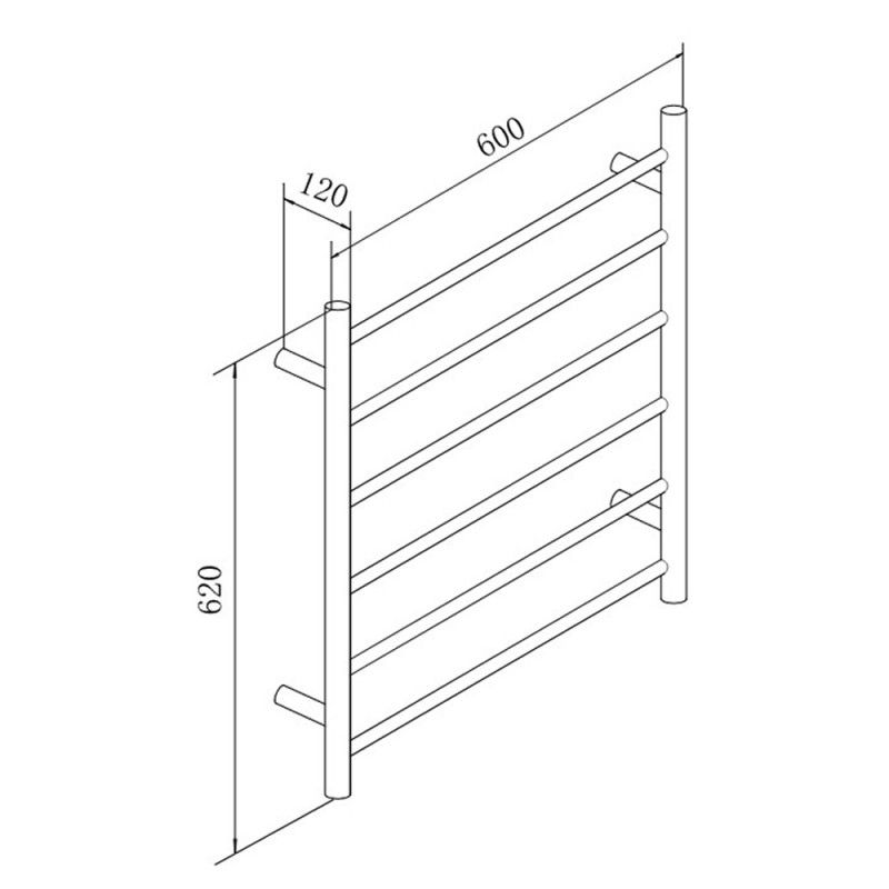 Round Brushed Nickel Electric Heated Towel Rack 6 Bars