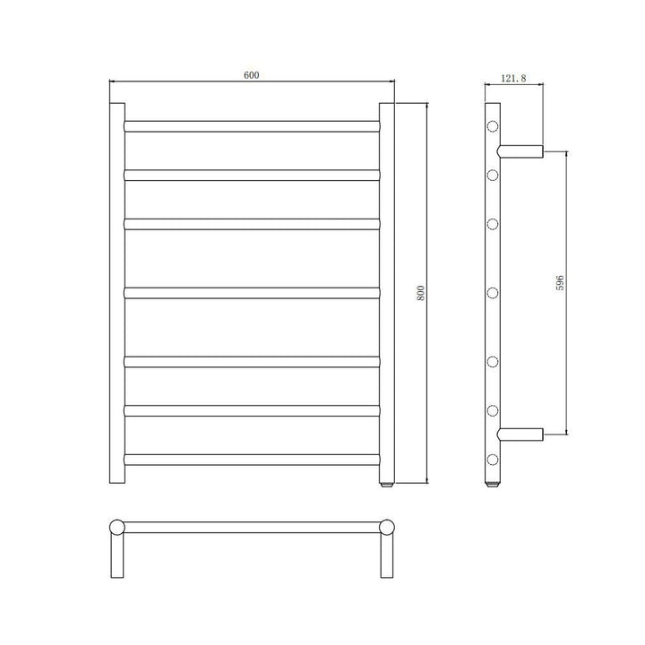 Round Chrome Electric Heated Towel Rack 7 Bars