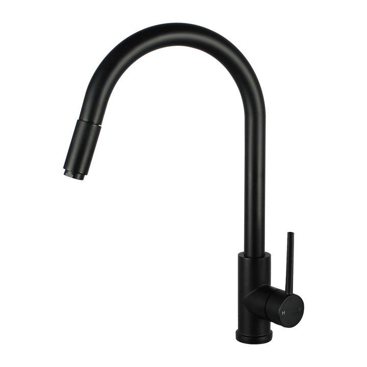 Round Black Pull Out Kitchen Sink Mixer Tap