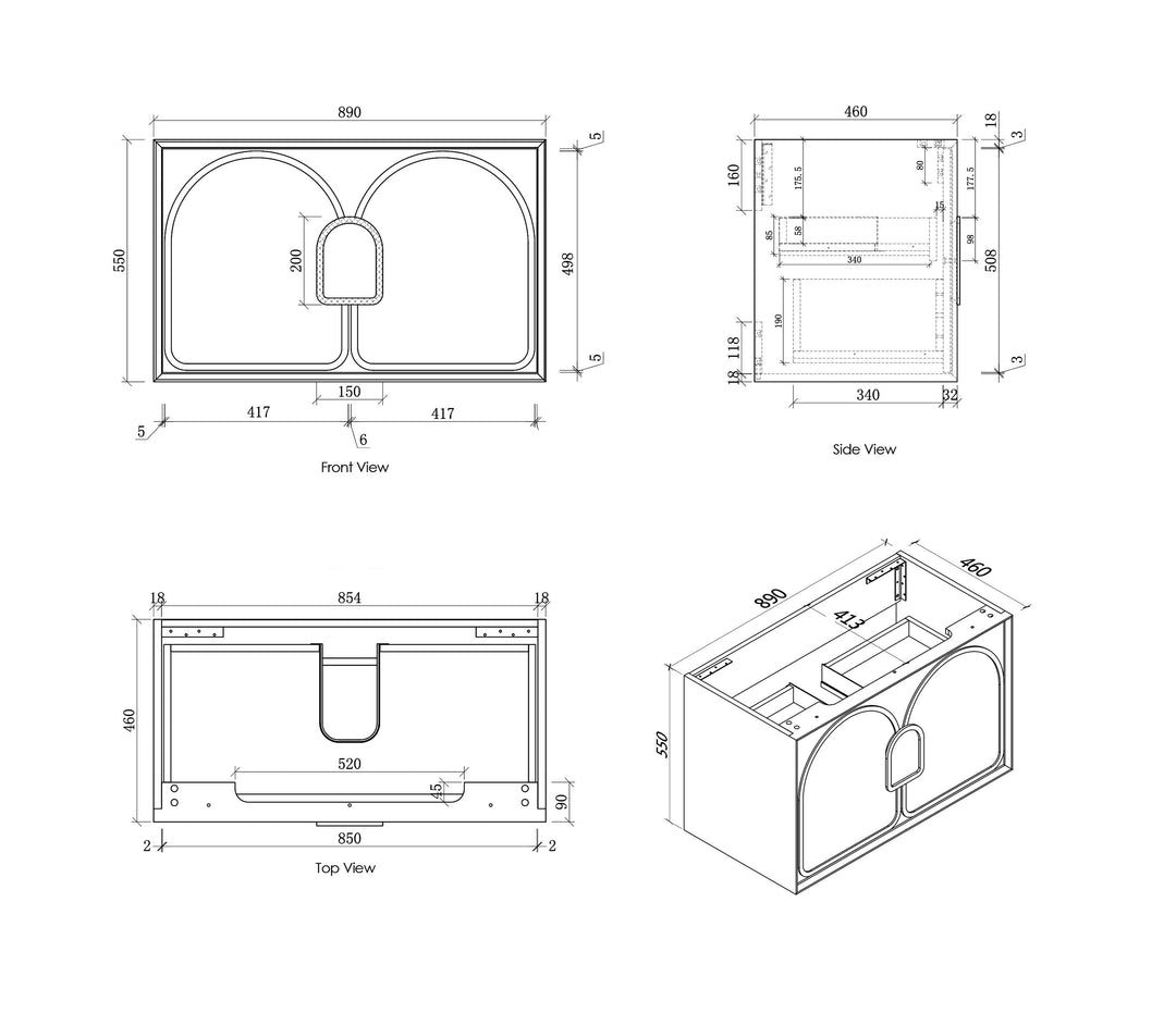 Laguna 900mm Satin White Wall Hung Cabinet Only