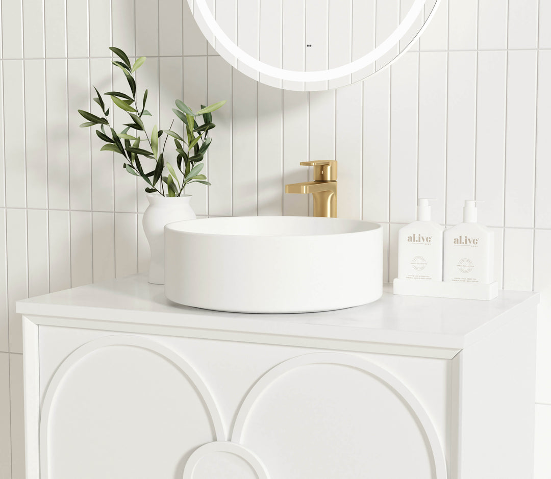 Laguna 750mm Satin White Wall Hung Vanity with Pure White Top