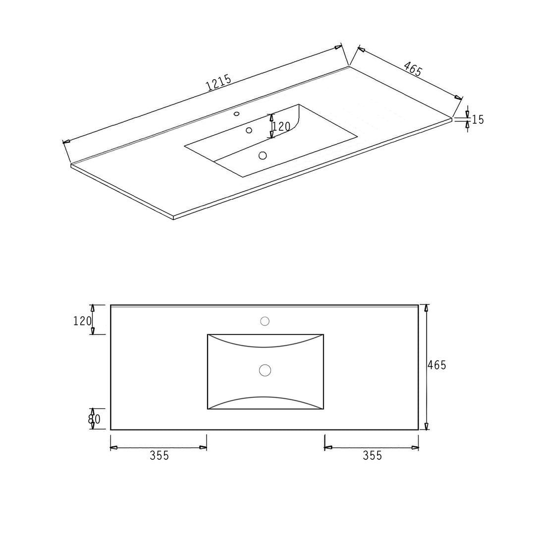 Laguna 1200mm Satin White Wall Hung Vanity with Ceramic Top