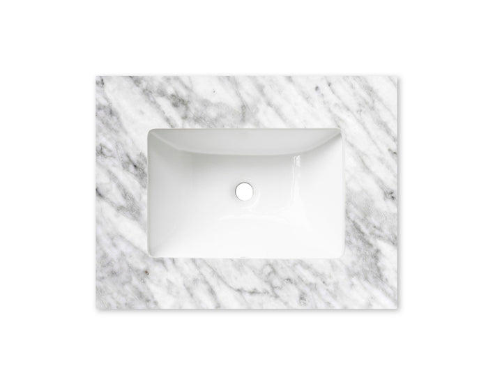 Laguna 600mm Satin White Wall Hung Vanity with Undermount Natural Carrara Marble Top & Basin