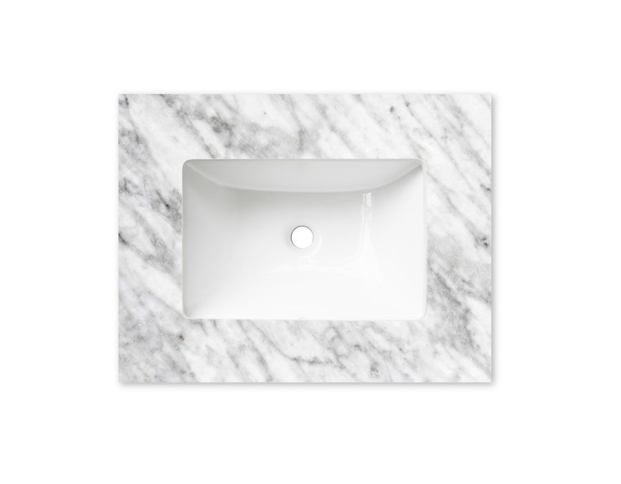 Laguna 600mm Satin White Wall Hung Vanity with Undermount Natural Carrara Marble Top & Basin