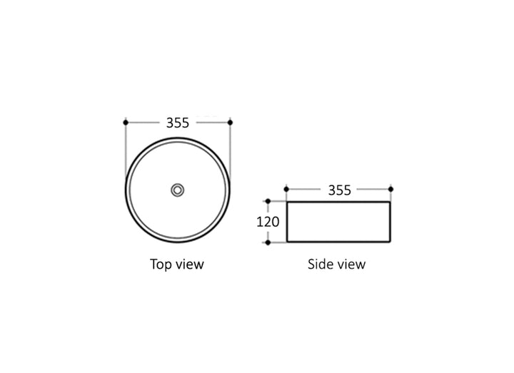 Artis 88 355x355x120 Matte Black & Matte White Basin