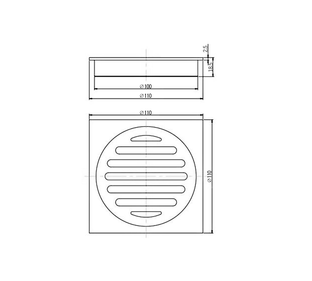 Square 100mm Chrome Floor Waste