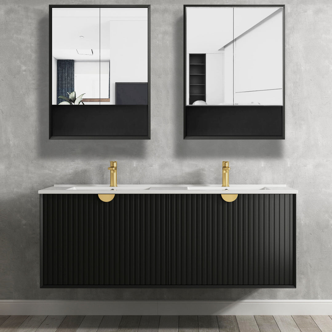 Marlo 600x800 Matte Black Shaving Cabinet