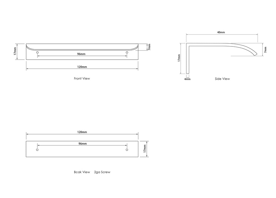 Hampshire 120mm White Handle for 600mm Cabinet