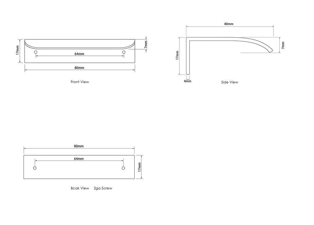 Hampshire 80mm Matte Black Handle for 600mm Cabinet