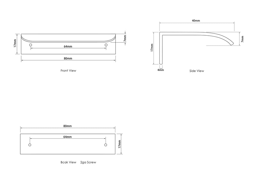 Hampshire 80mm Matte Black Handle for 600mm Cabinet