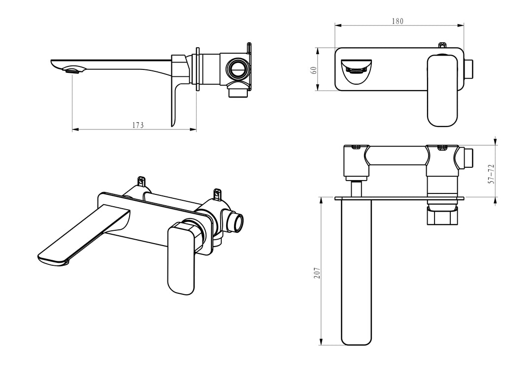 Oskar Wall Basin Mixer Chrome