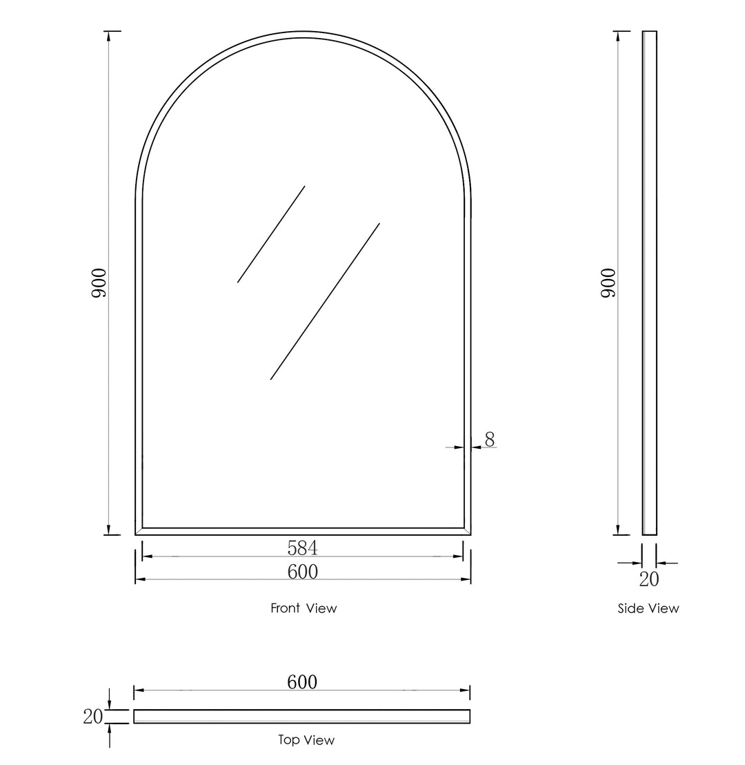 Archie 900x600 Black Metal Framed Mirror