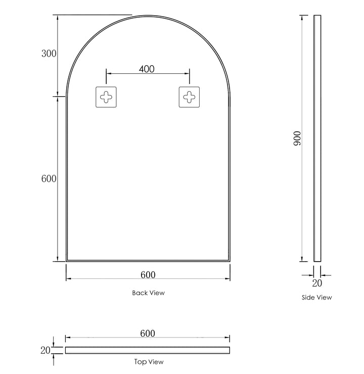 Archie 900x600 Black Metal Framed Mirror