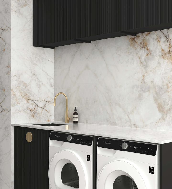 Laundry Kit 1960A Marlo Black with Natural Carrara Marble Top