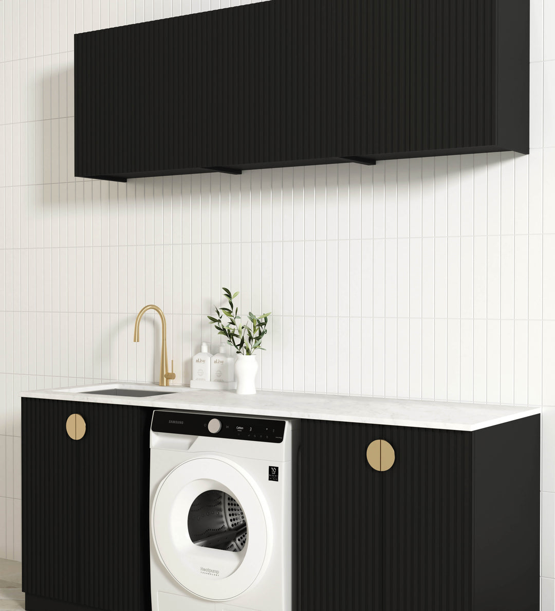 Laundry Kit 1960C Marlo Black with Natural Carrara Marble Top