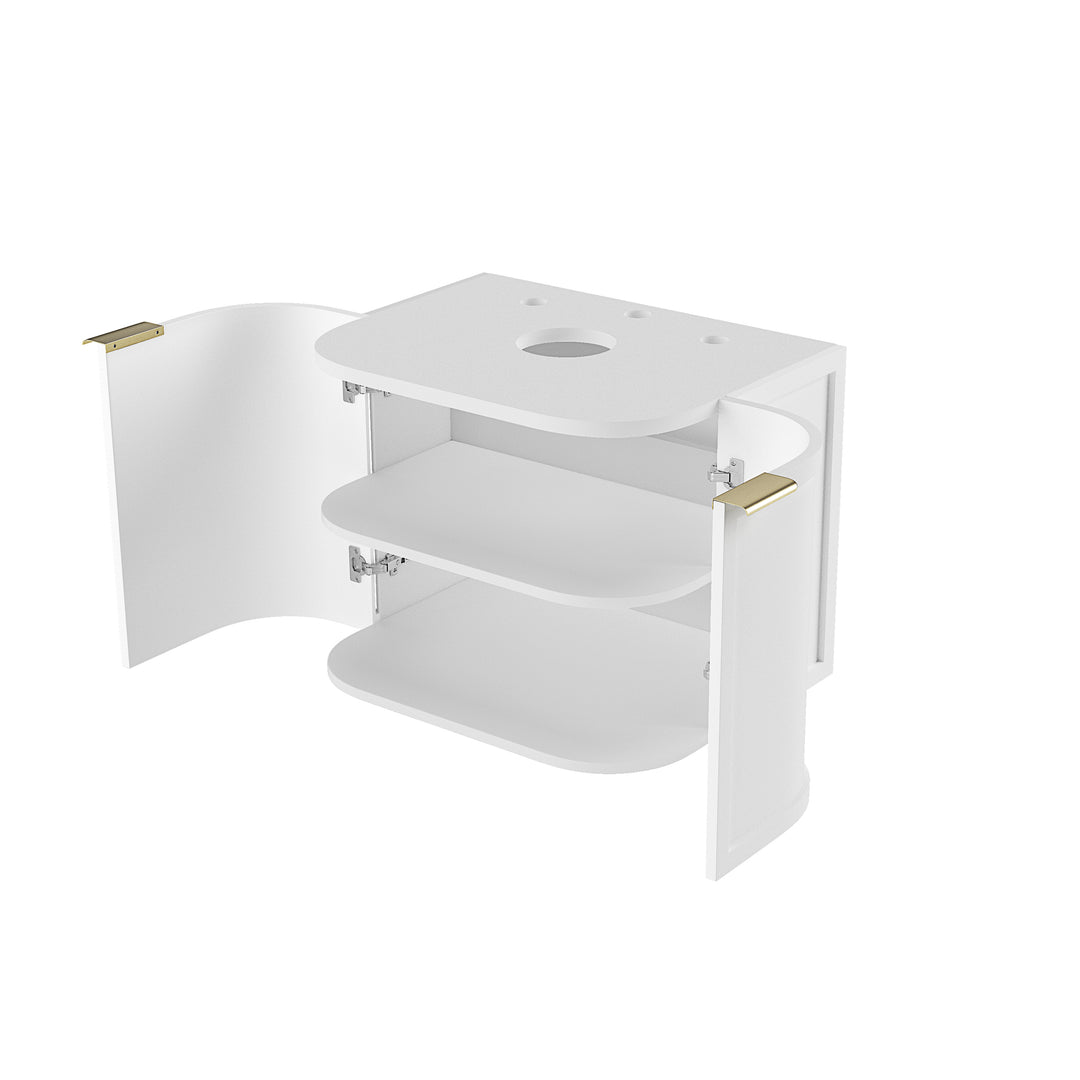 Hampshire 600mm Satin White Wall Hung Curve Cabinet Only