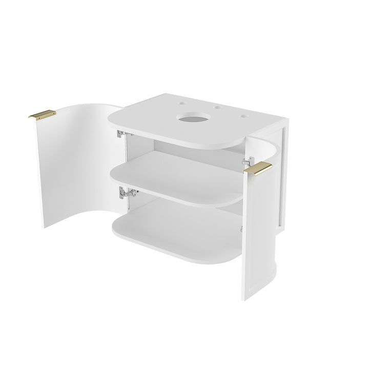 Hampshire 600mm Satin White Wall Hung Curve Cabinet Only