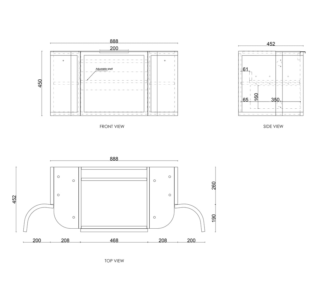 Hampshire 900mm Satin Black Wall Hung Curve Vanity with Pure White Top