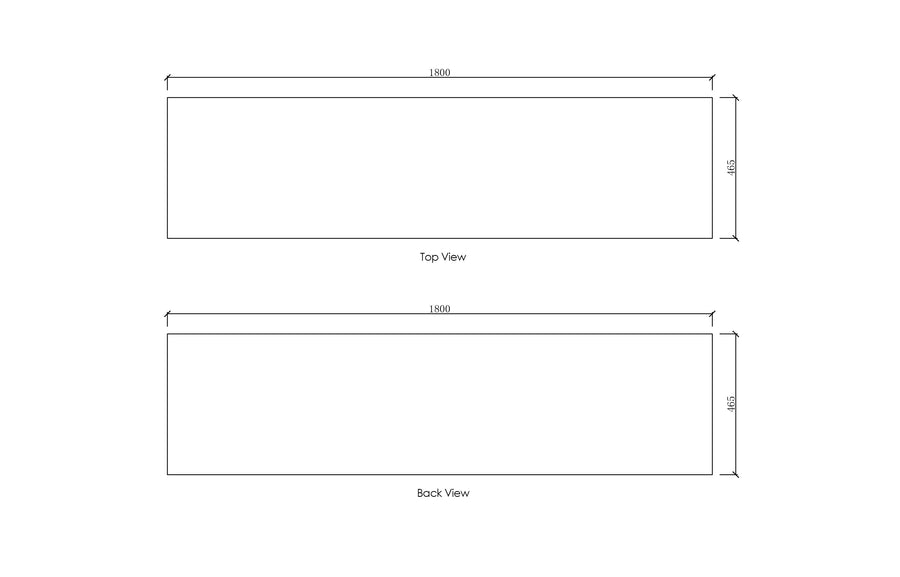 Solid Surface 1800x465x20 Matte White Top No Hole