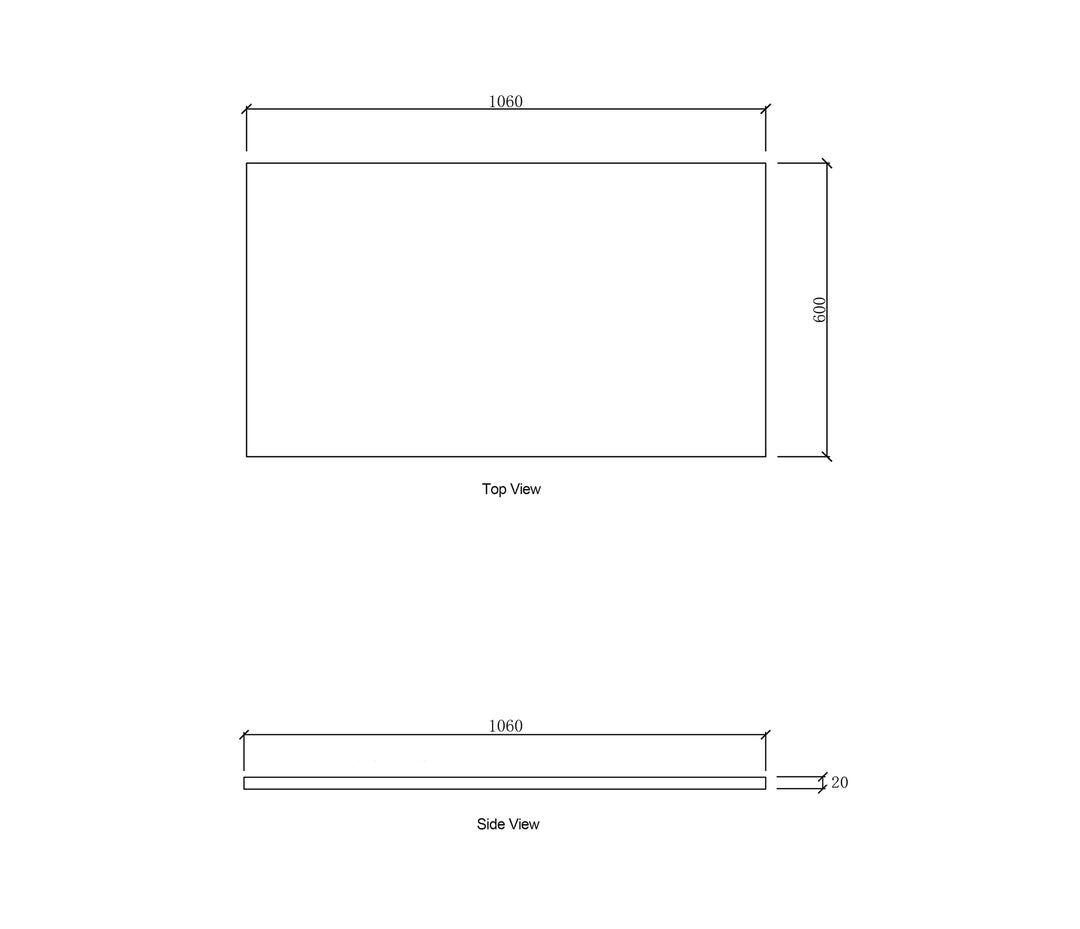 Laundry 1060mm Solid Surface Carrara Top - No Hole