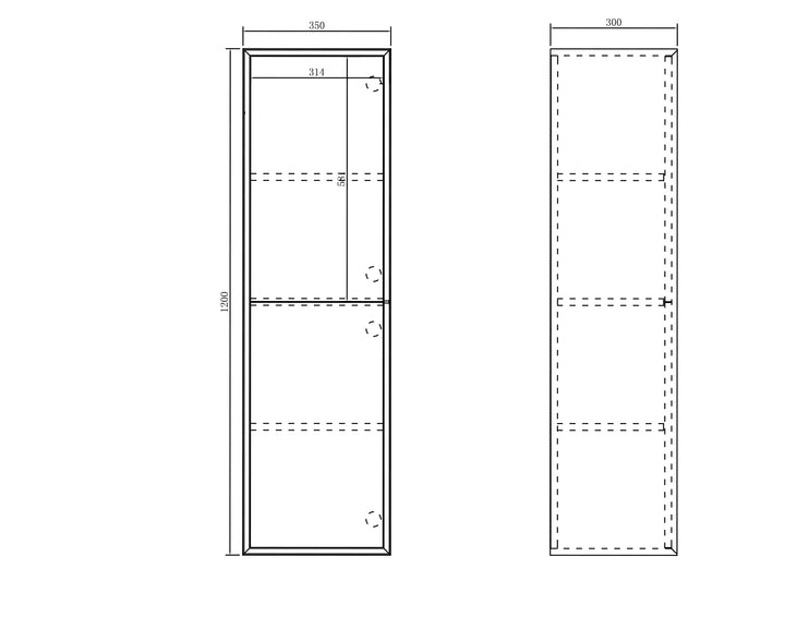 Noosa Tall Boy 350x300x1200 Matt White