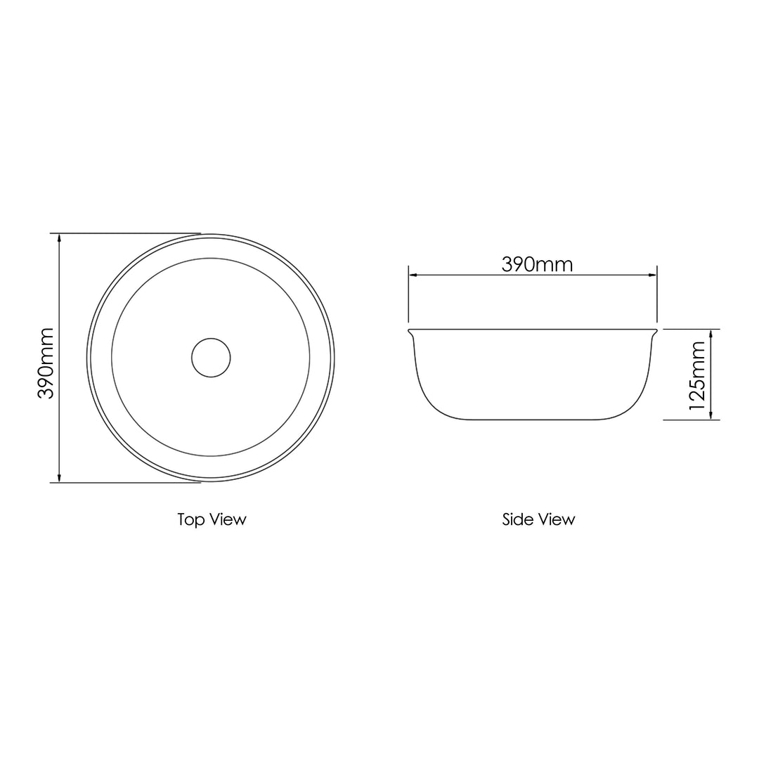 Bronte Round 390x390x130 Matte White Basin