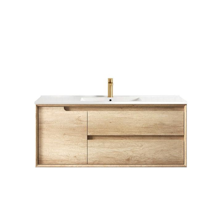 Byron 1200mm Natural Oak Wall Hung Vanity with Ceramic Top