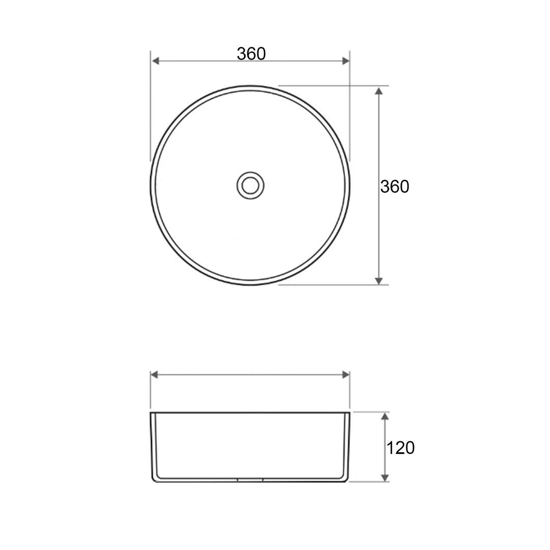 Radius Round 360x360x115 Gun Metal Basin