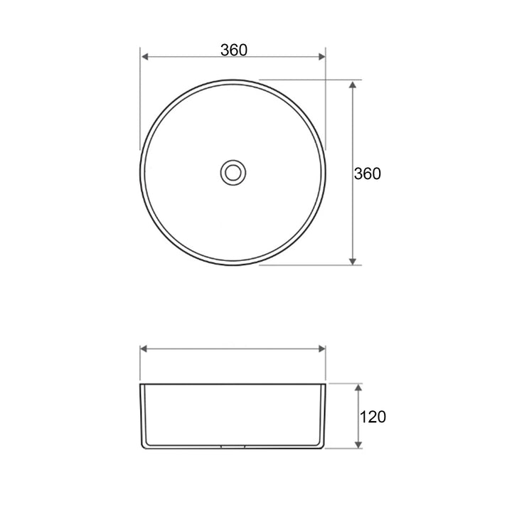 Radius Round 360x360x115 Gun Metal Basin