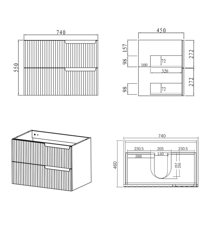 Noosa 750mm Satin White Wall Hung Cabinet Only