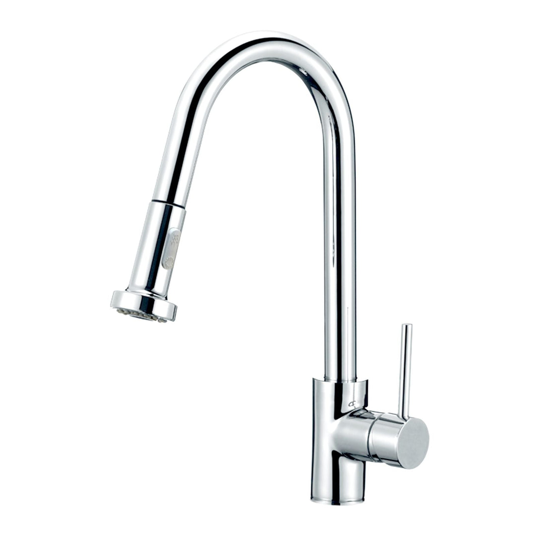 Round Chrome Pull Out Spray Kitchen Sink Mixer Tap