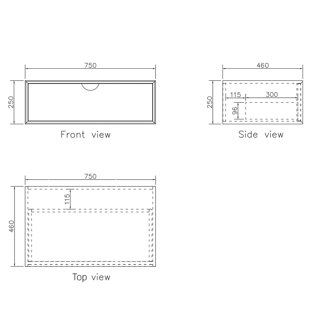 Moonlight 750mm White Wall Hung Cabinet