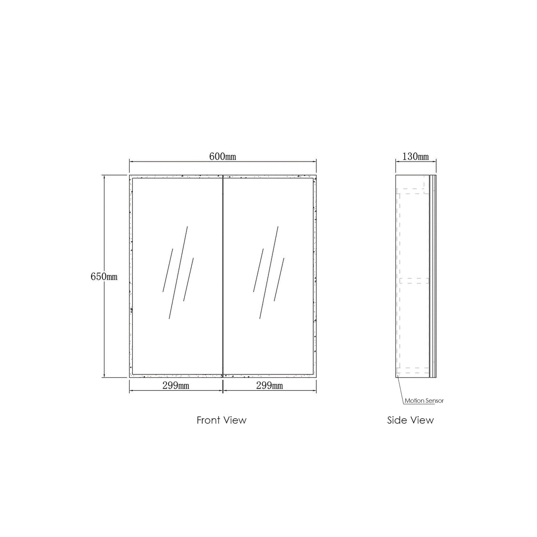 LED Moonlight 600x650 Shaving Cabinet 2 Doors