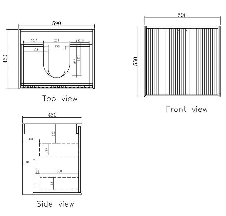 Marlo 600mm Matte Black Wall Hung Cabinet Only