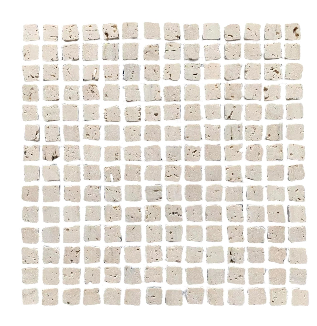 MINI SPLIT TRAVERTIN E ROME SQUARE 20 HONED CHIP SIZE 20X20X7 SHEET SIZE 305X305X7MM - MINI SPLIT ROME HONED 20