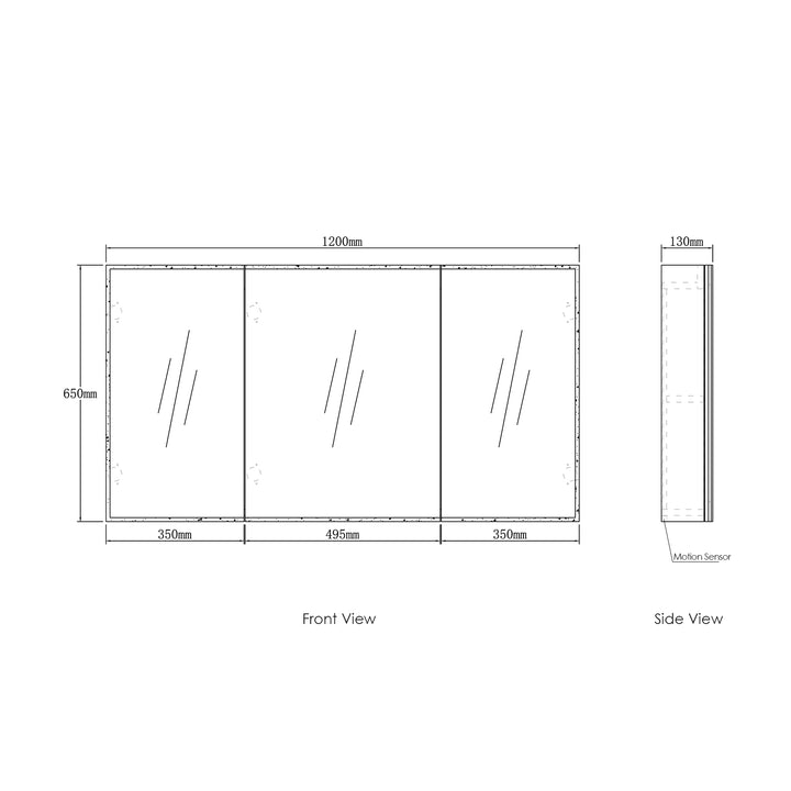 LED Moonlight 1200x650 Shaving Cabinet 3 Doors