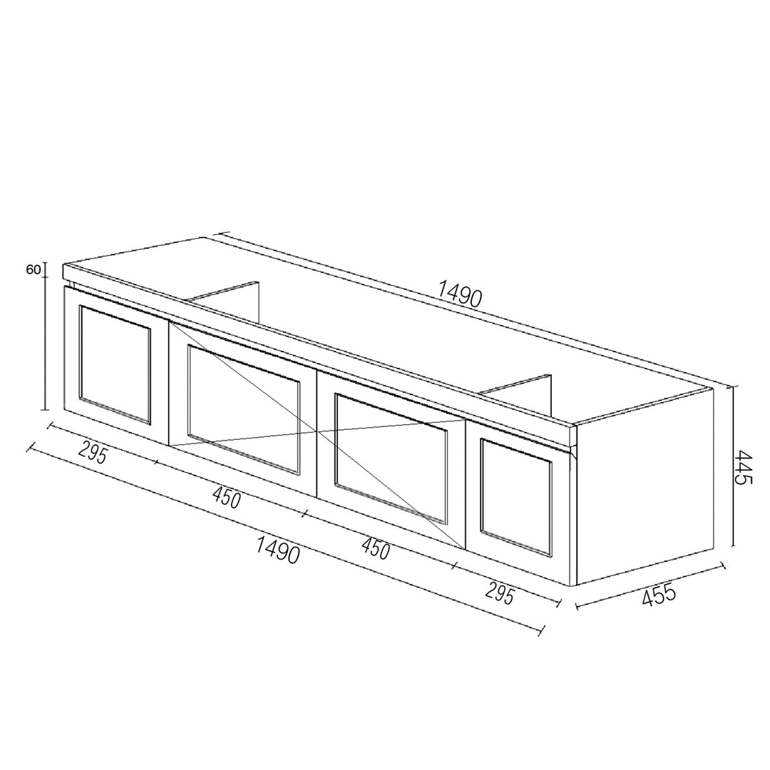 Hampton Mark II 1500mm Satin Black Wall Hung Vanity with Ceramic Top