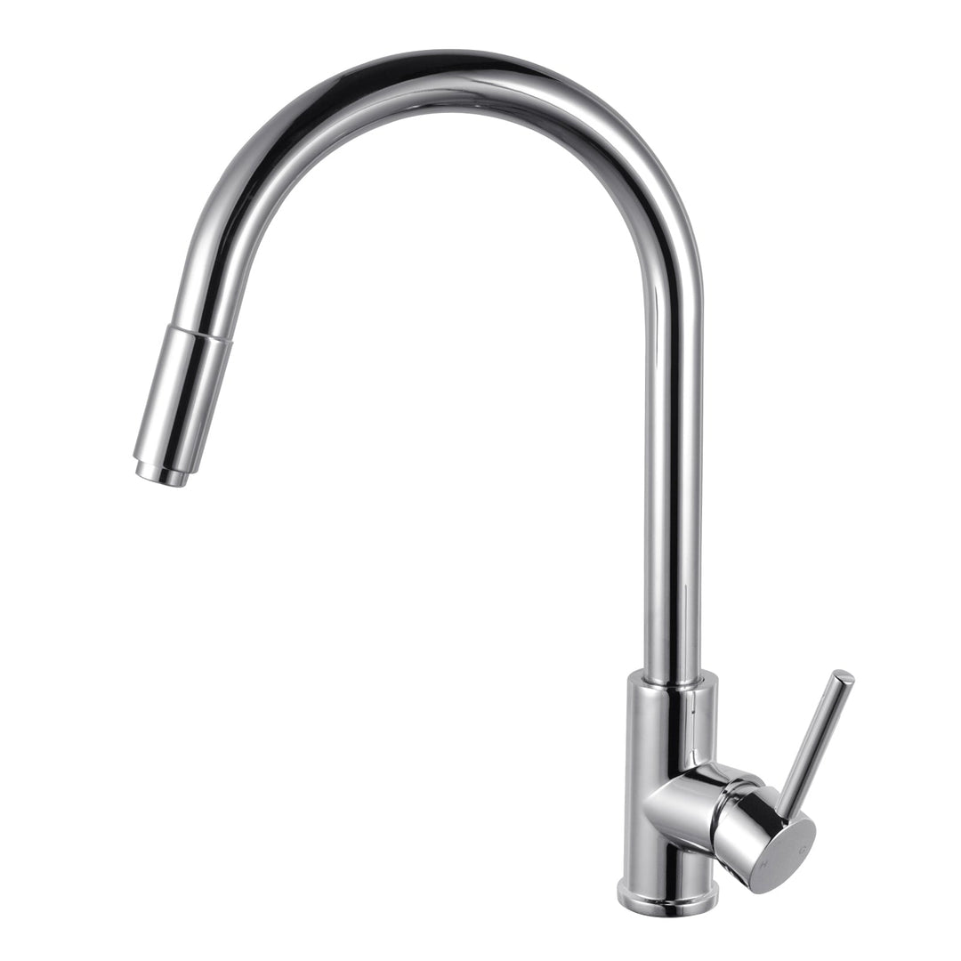 Round Chrome Pull Out Kitchen Sink Mixer Tap