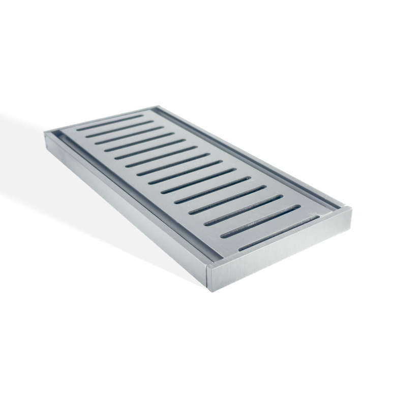 Muses Aluminium Slimline Tile Insert Floor Grate Brushed Gunmetal 300 * 100 * 14mm