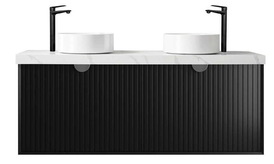 MATTE BLACK MARLO 1500MM WALL HUNG VANITY MA1500BST-CA-12TH