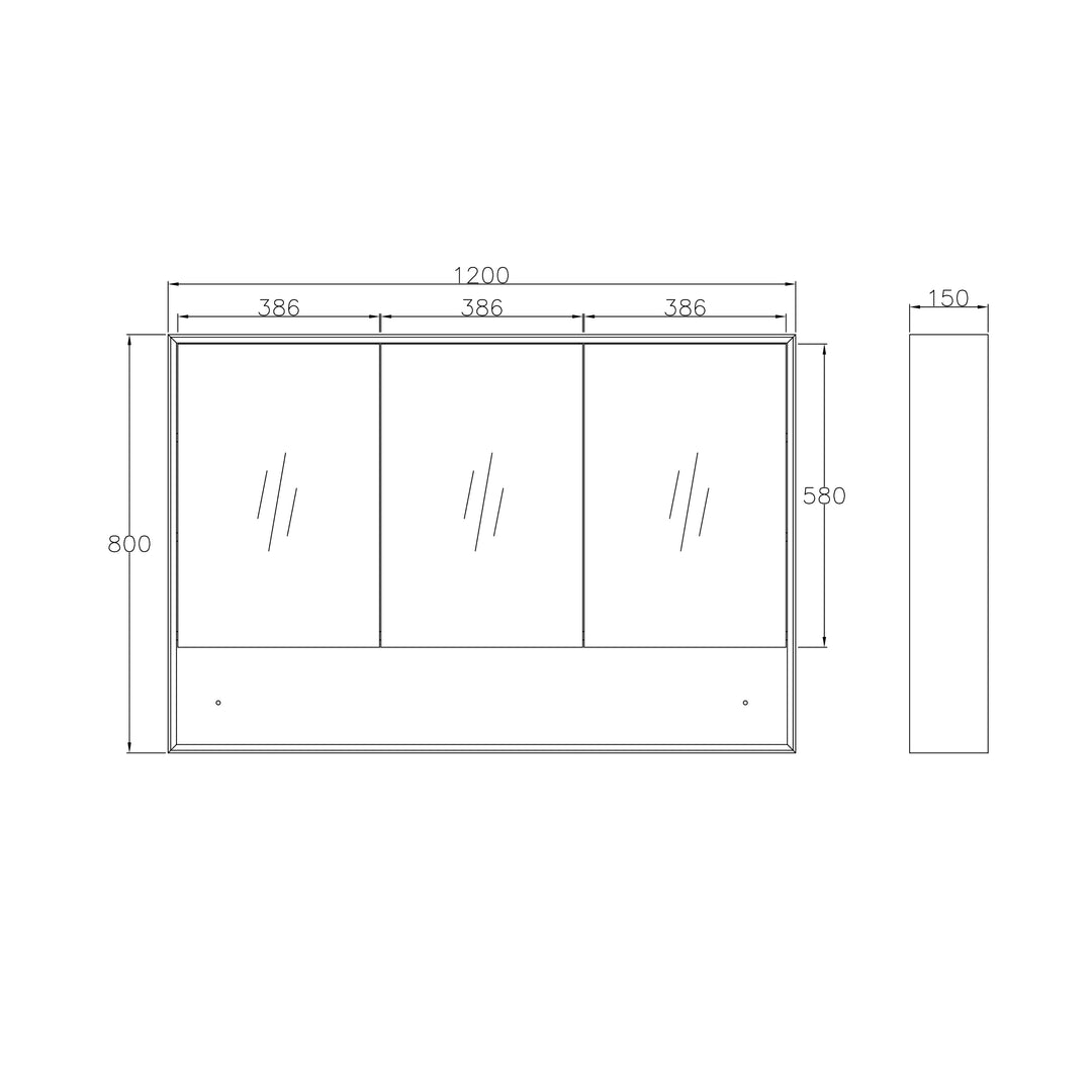 Marlo 1200x800 Matte Black Shaving Cabinet