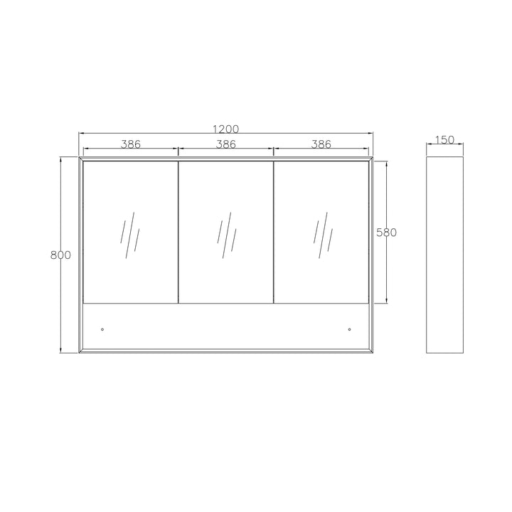 Marlo 1200x800 Matte Black Shaving Cabinet