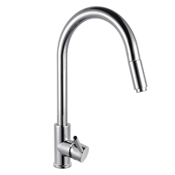 Round Chrome Pull Out Kitchen Sink Mixer Tap