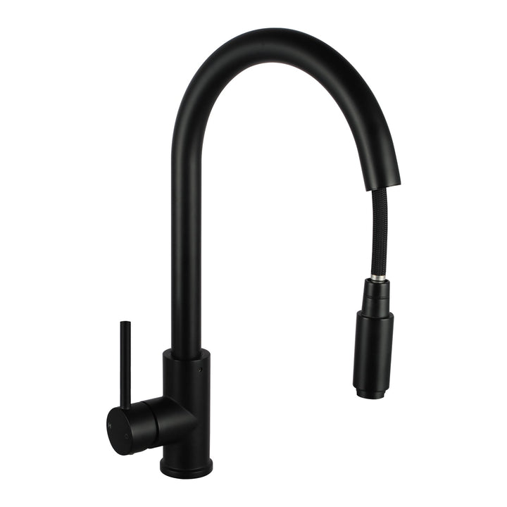 Round Black Pull Out Kitchen Sink Mixer Tap